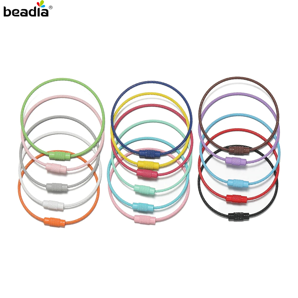 2pcs Ring Kunci Ikon Kawat - Cable Loop Lock untuk Gantungan Kunci, DIY Craft, Aksesoris Kalung Gela