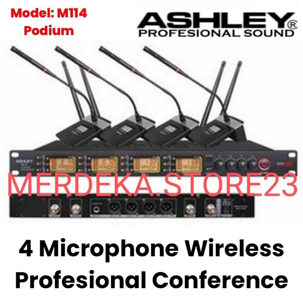 NEW Microphone Wireless Conference ASHLEY M114 | ASHLEY M-114 | ASHLEY M 114 Mic Wireless ( 4x Micro
