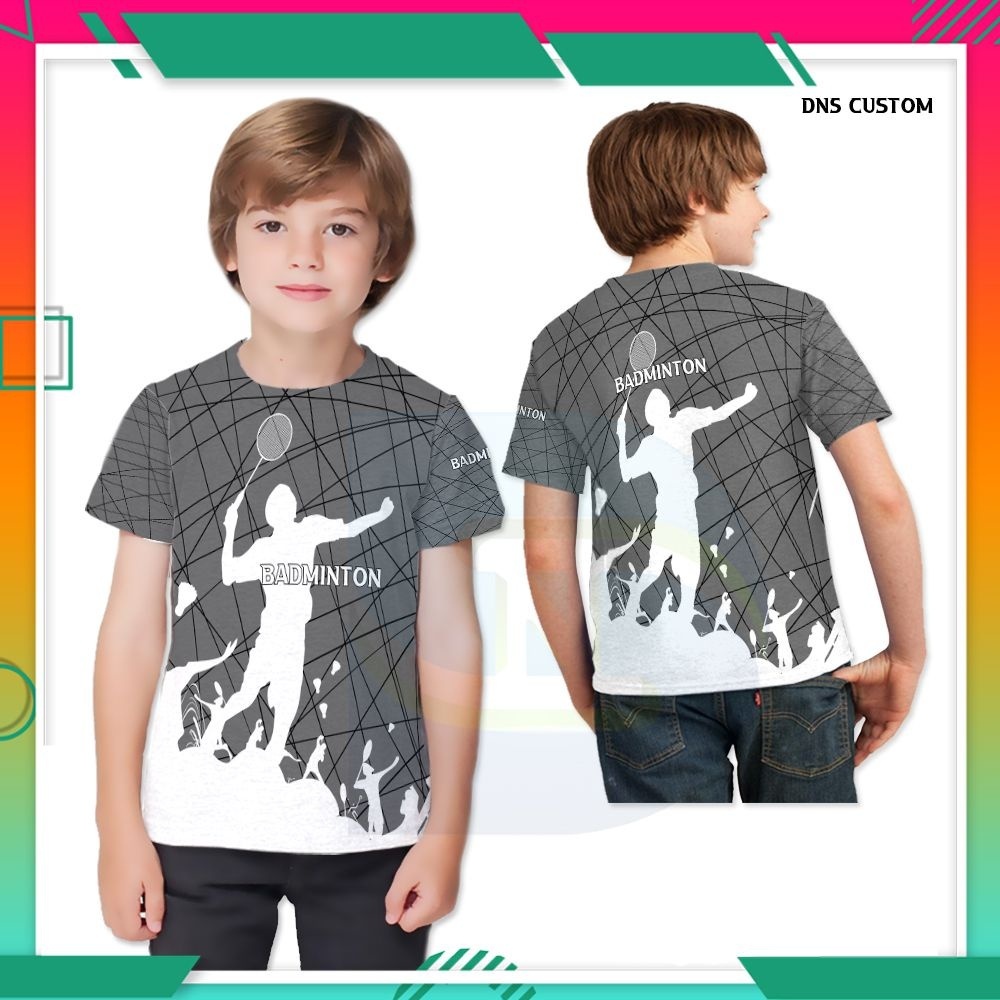 Kaos Badminton Anak Unisex Desain Keren & Ringan