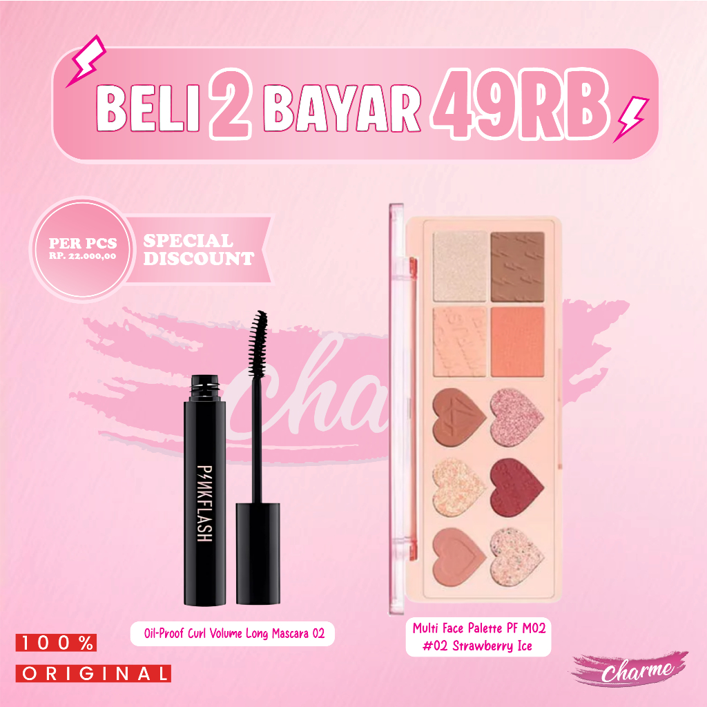 (READY&ORI) Pinkflash 49k For 2 Bundling 1D Face Palette & Mascara (BDL1D-PFM02-PFE08)