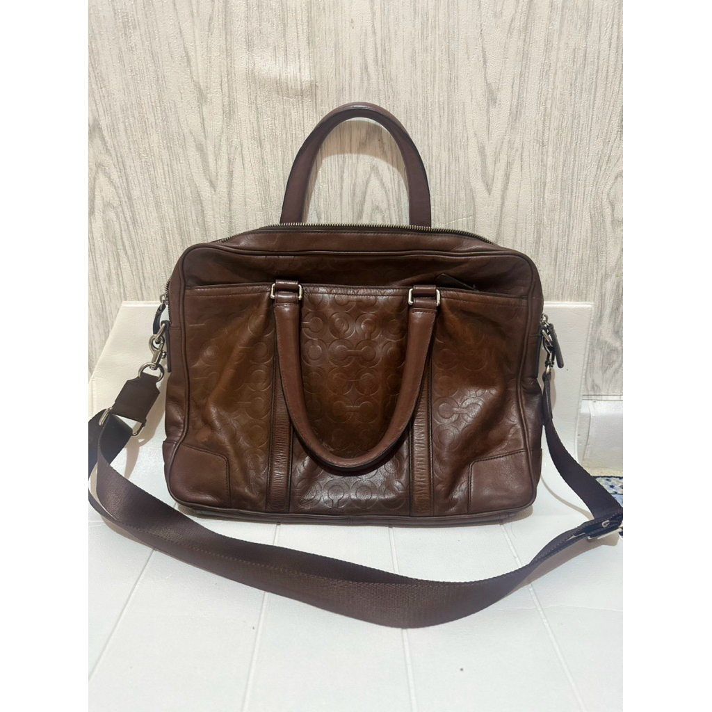 tas laptop coach vintage coklat