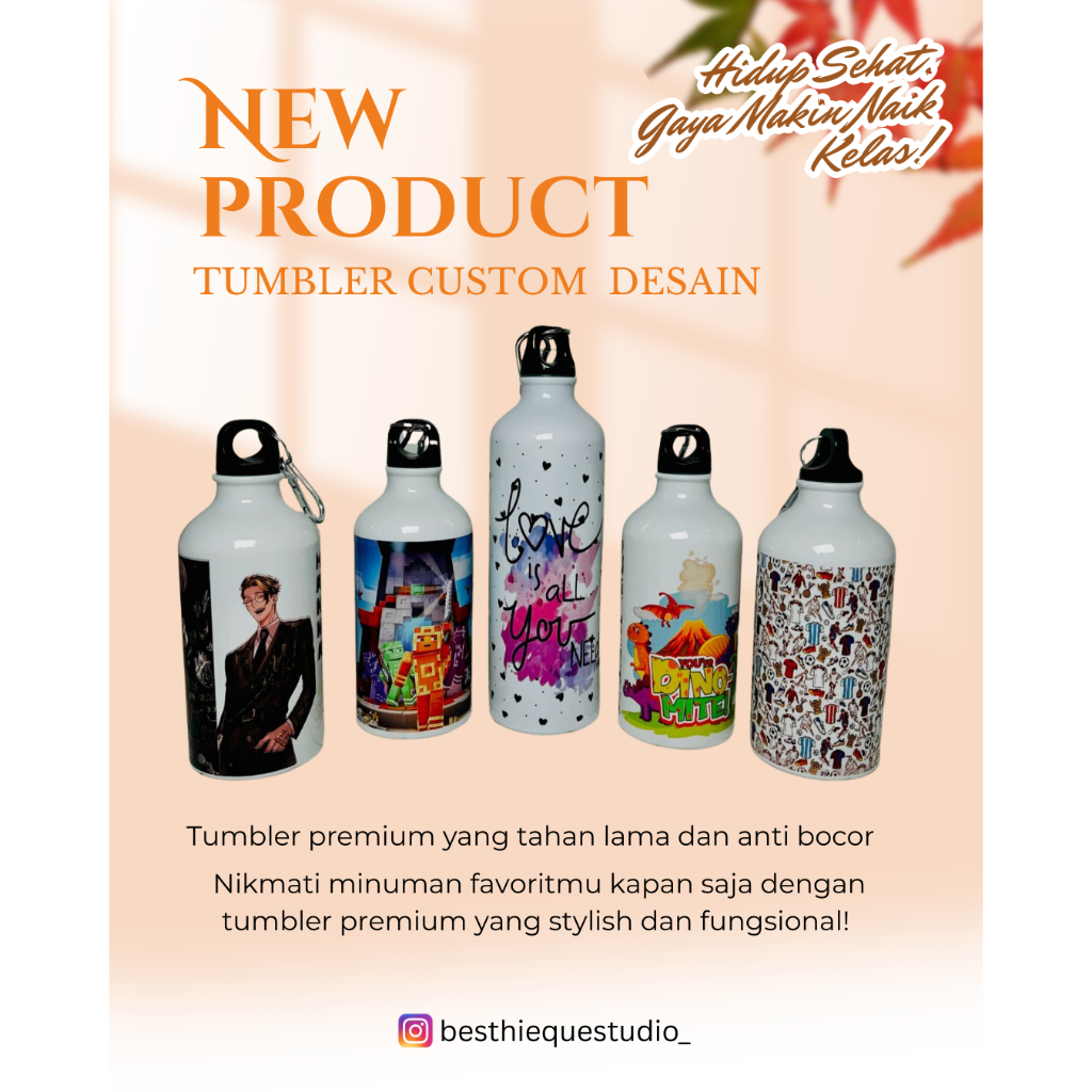 (TUMBLER01) - Botol Minum Custom Nama Foto 750ml