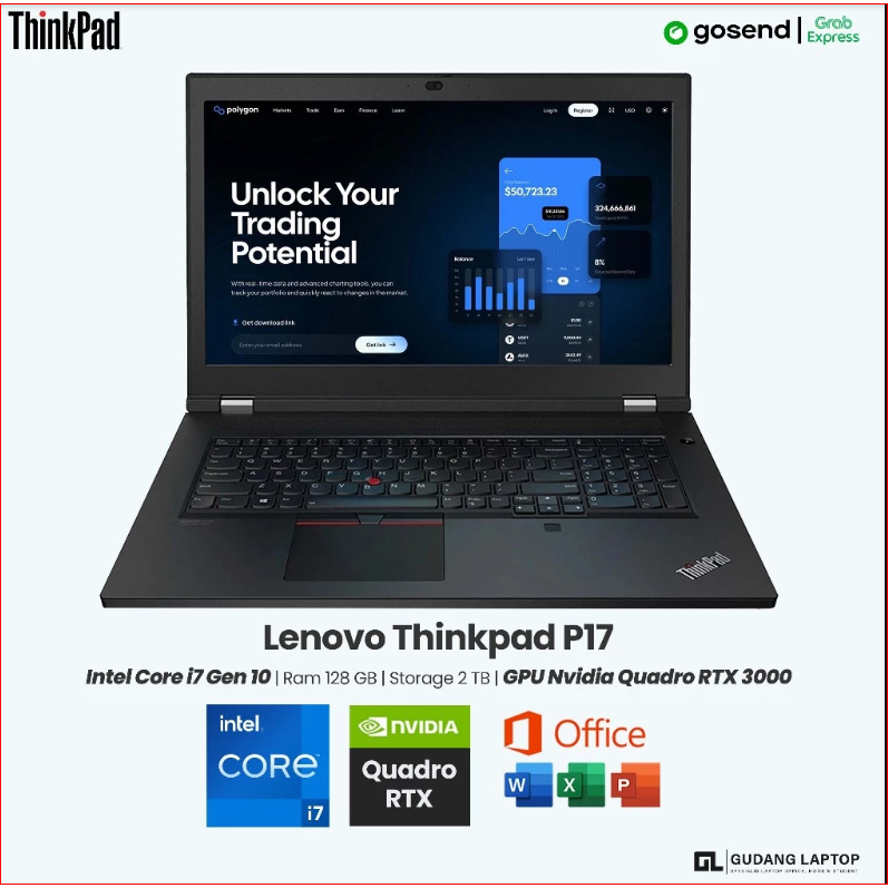 Laptop Workstation Lenovo Thinkpad P17 Intel Core i7 Gen 10 Ram 128 GB SSD 2 TB GPU Nvidia Quadro RT