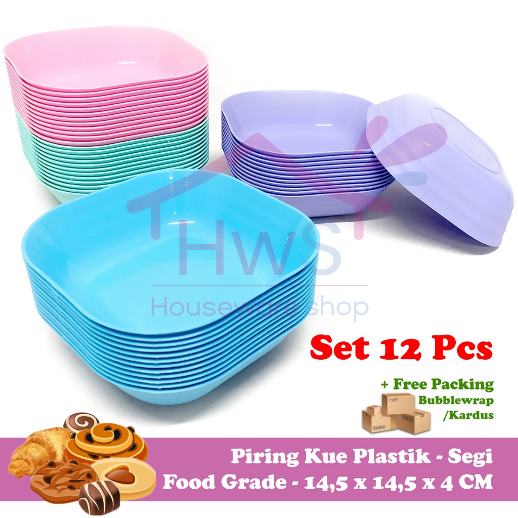 [LUSIN] Piring Kue Plastik 6 Inch - Souvenir Ulang Tahun Anak - Mangkok Plastik Warna Pastel Cantik 