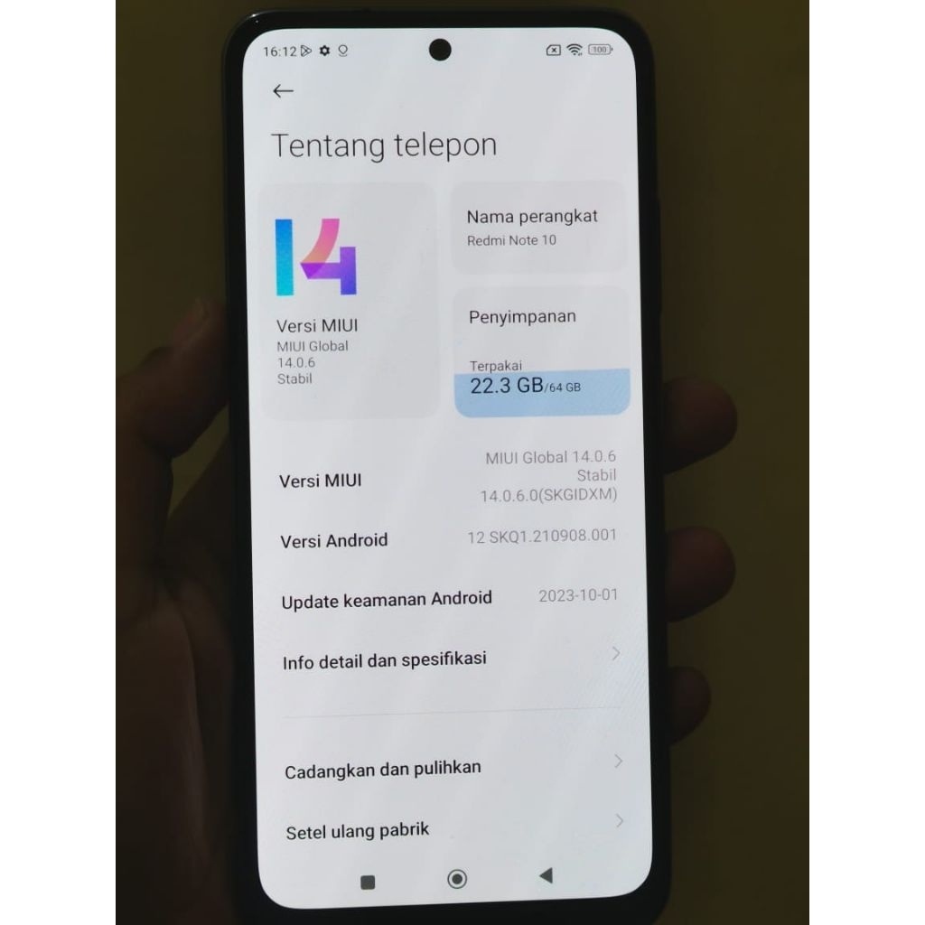 REDMI NOTE 10 RAM 4+1 HP ANDROID HP SECOND