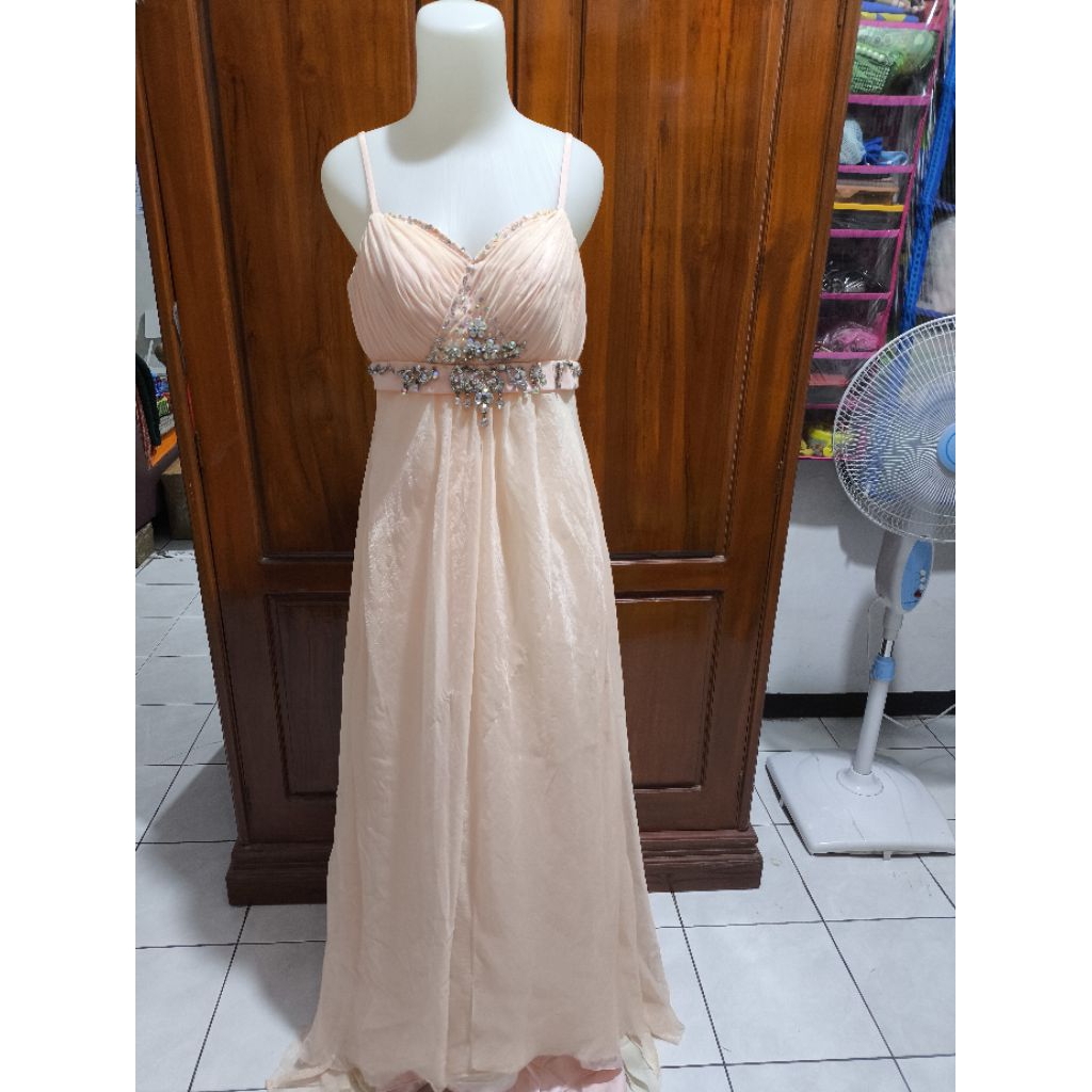 Long Dress Pesta Payet Mata Putih