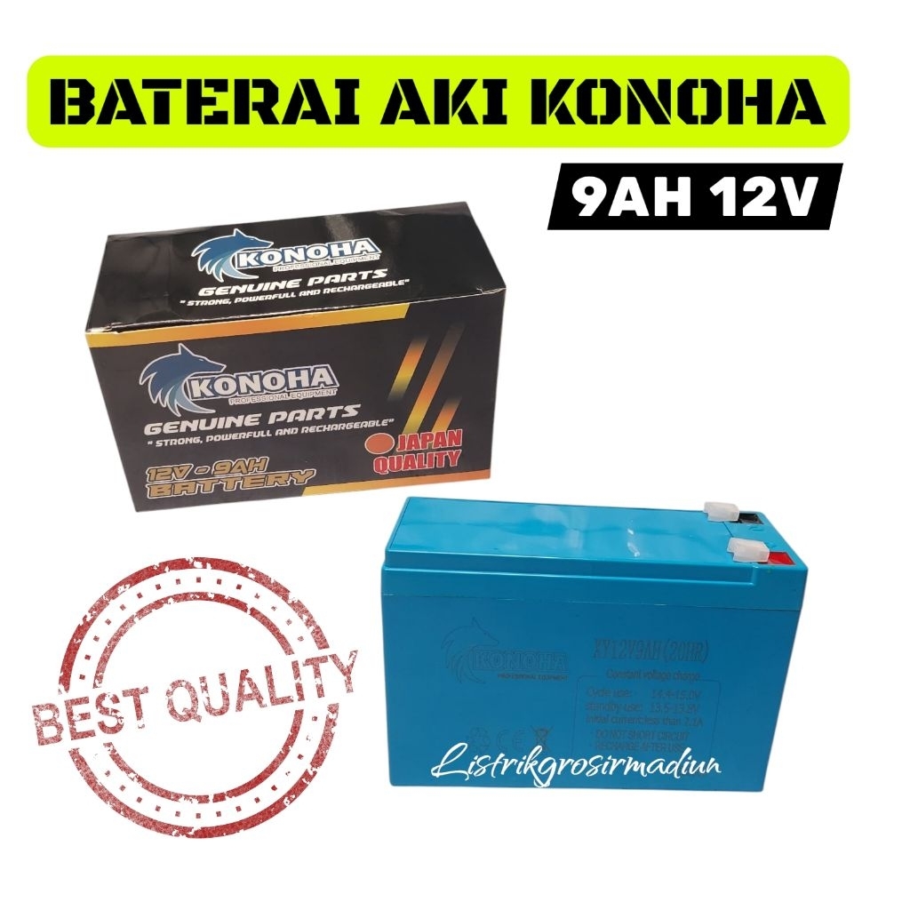 Baterai Aki konoha 9Ah 12V baterai motor listrik,sepeda listrik,mesin