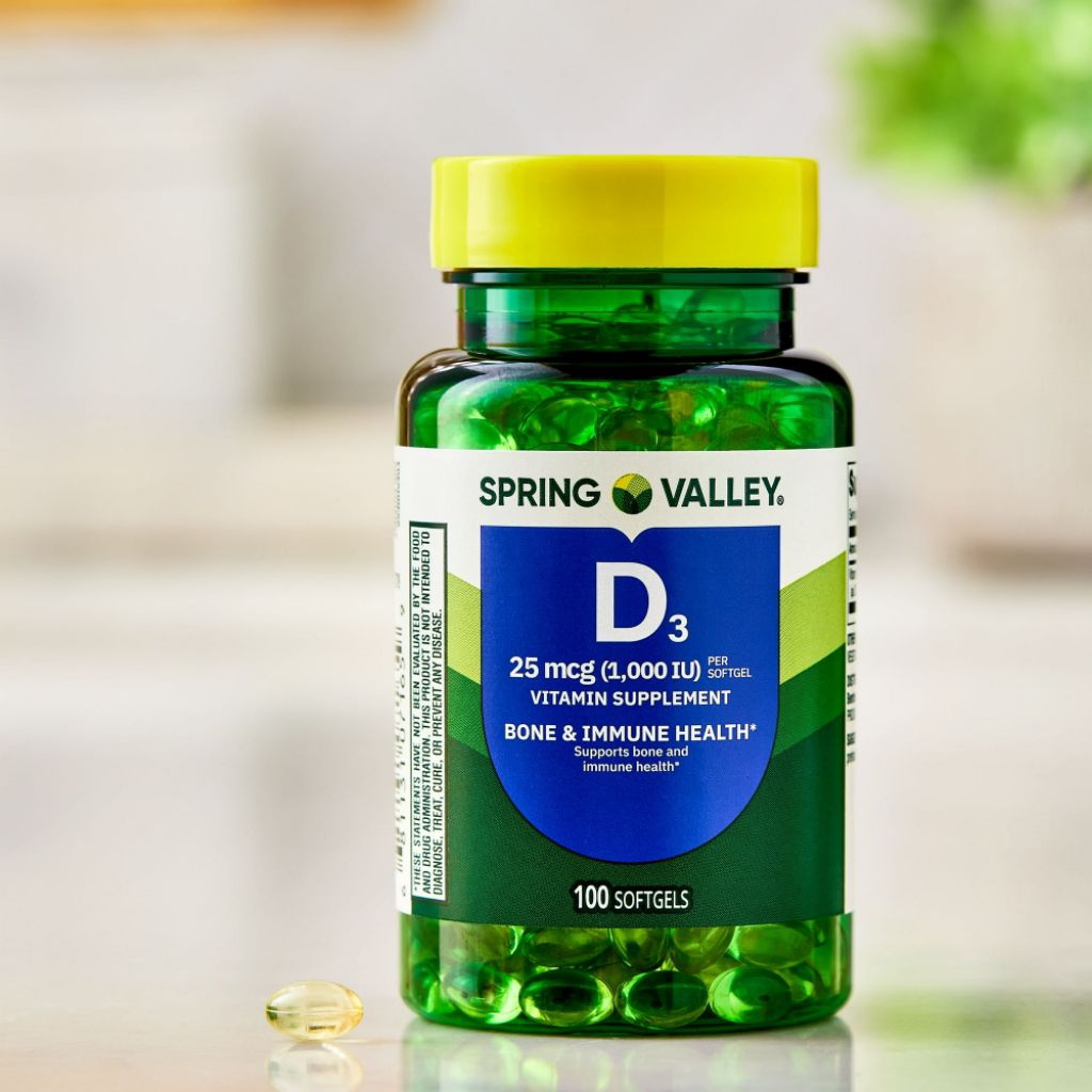 Spring Valley USA Vitamin D3 Softgels Supplement for Bone and Immune Health