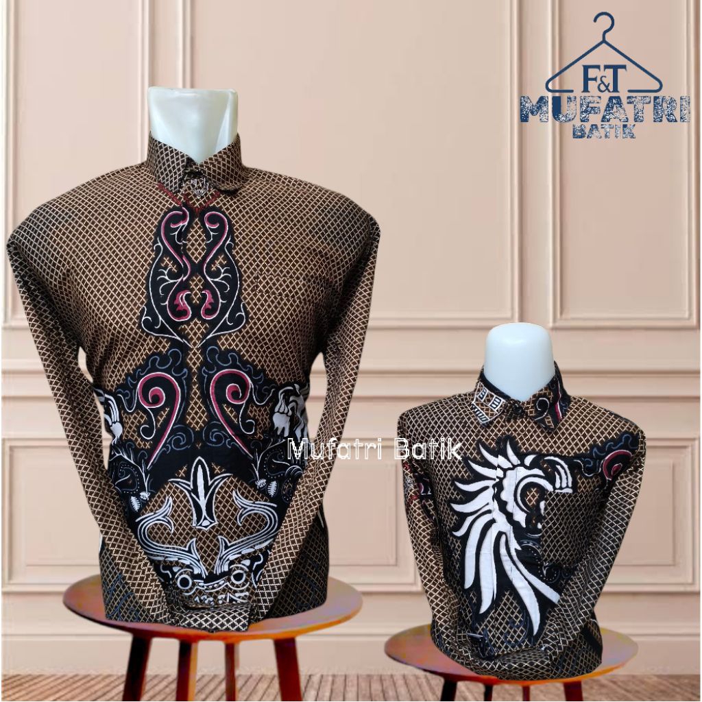 Kemeja Batik Brown Gold Couple Ayah Dan Anak Bahan Katun//batik coklat emas couple ayah dan anak//ba