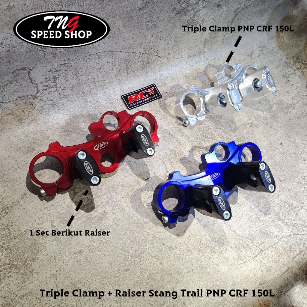 TRIPLECLAMP TRIPLE CLAMP SEGITIGA SEGI TIGA ATAS RC3 RACING CRF 150L FULL CNC TERMURAH TERBAGUS HIGH