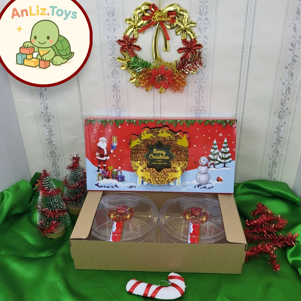 [GROSIR] Box PREMIUM Hampers Natal Warna Merah 2 Toples 500gr - Dus Natal Christmas