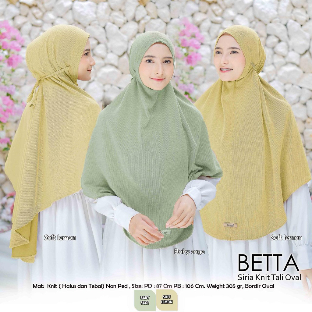Betta Hijab Original Oval Hijab Wanita Siria Knit Tali Oval Non Pad Hijab Instant Wanita Oval Hijab