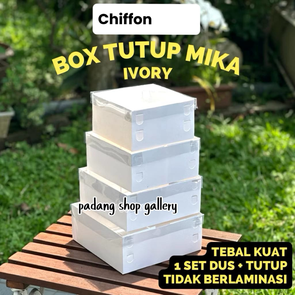 PSG Box Putih (Ivory) Tutup Mika Kotak Tart Kue Cake Ciffon Roti Ivory Tutup Bening / Dus Snack Jaja