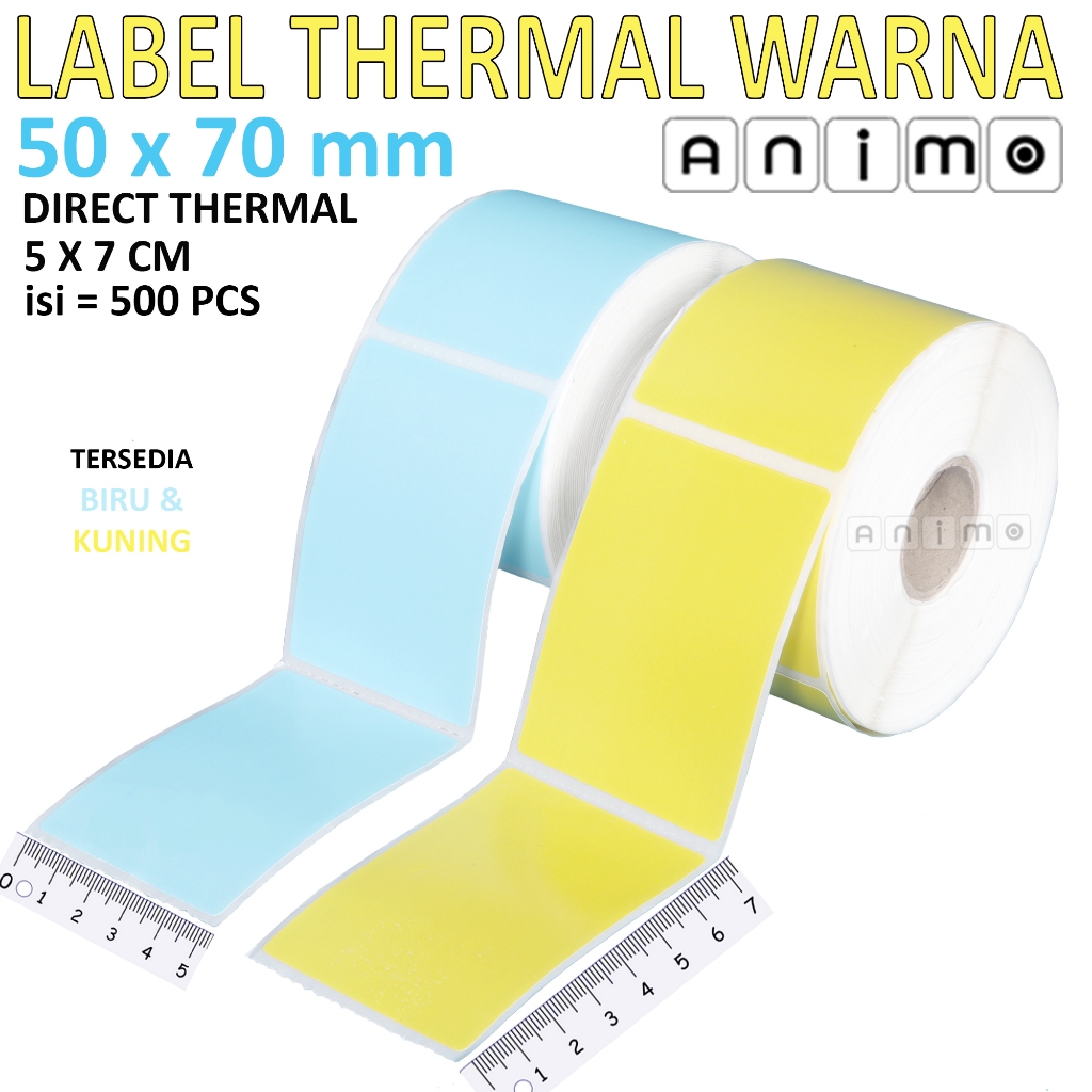 LABEL THERMAL WARNA 50 X 70 isi 500 PCS - Label Barcode Direct Thermal Warna 50X70 mm - Stiker Therm