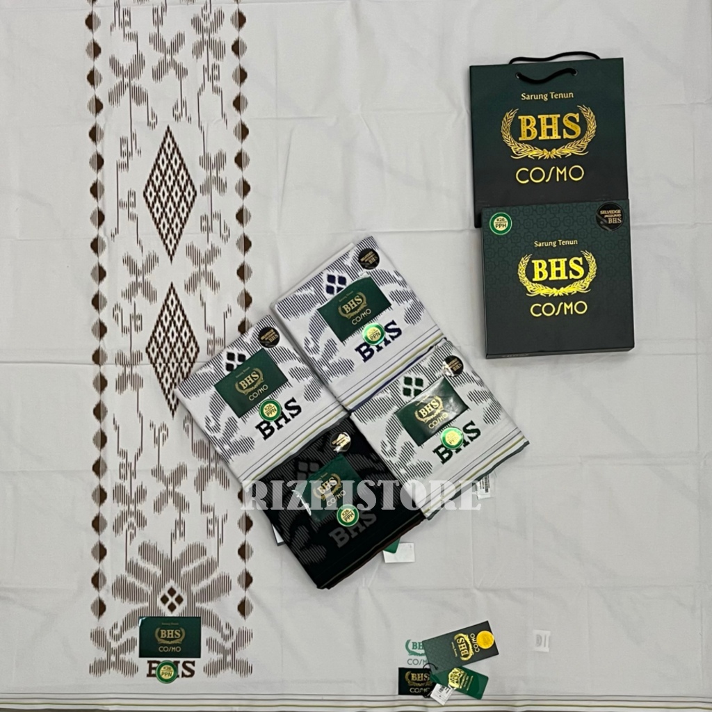 Sarung BHS Cosmo Motif K26 PPH, PPN SJ Original - Warna Hitam Putih Polos Elegan Premium