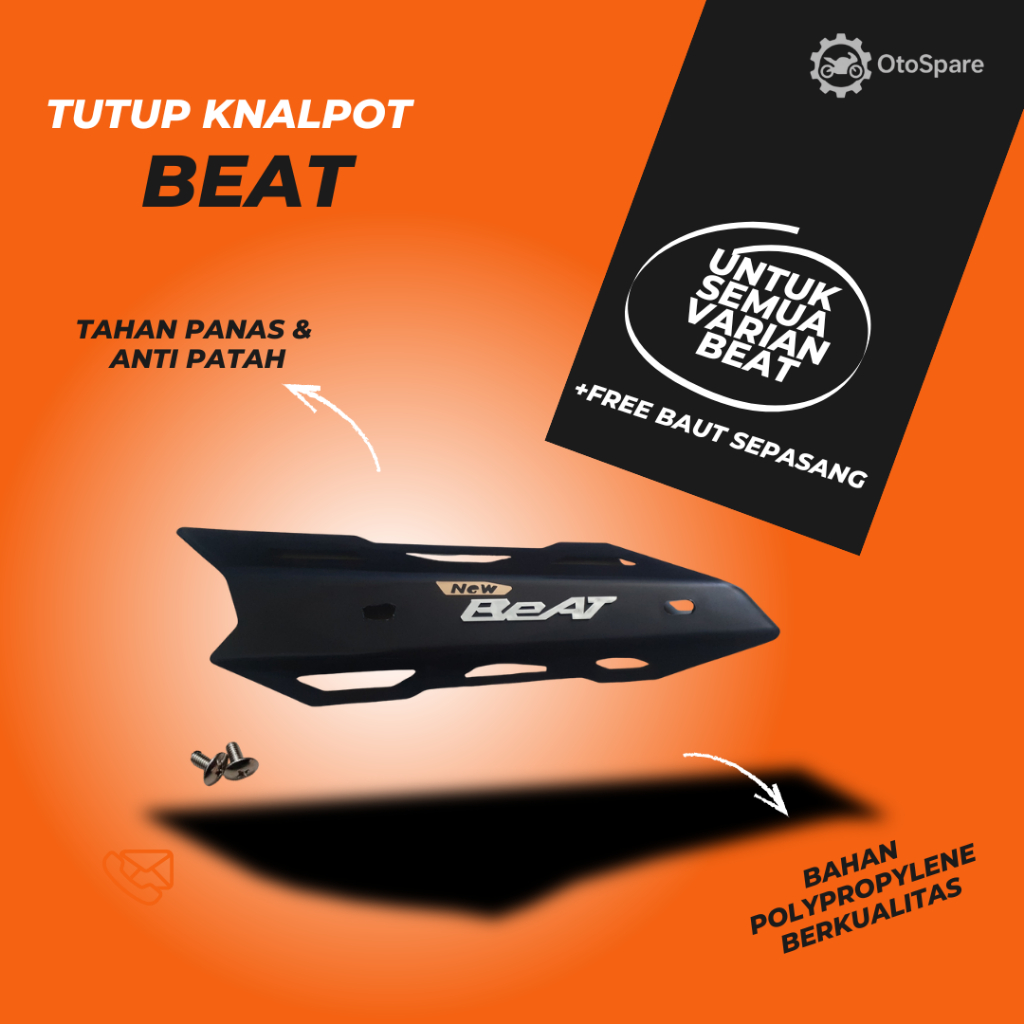 SIAP KIRIM COVER TAMENG TUTUP KNALPOT BEAT LOGO SILVER UNIVERSAL GRATIS BAUT BAHAN POLYPROPYLENE NEW