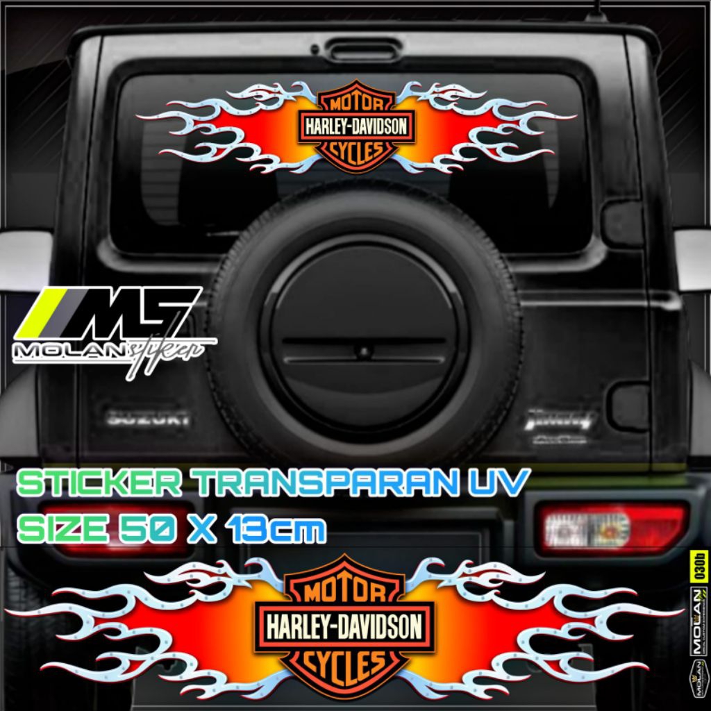 Sticker Transparan Uv Kaca Kabin Kap Bak Mobil Harley Davidson 50x13 Sticker Universal Semua Mobil T