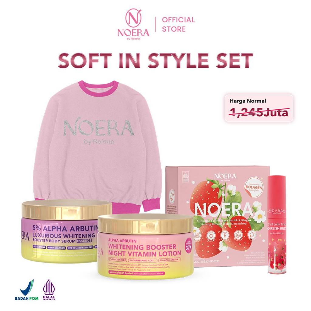 Noera Soft In Style Set Package l Collagen Drink Regular | Crewneck Pink | HB Dosting + HB 5% ALPHA 