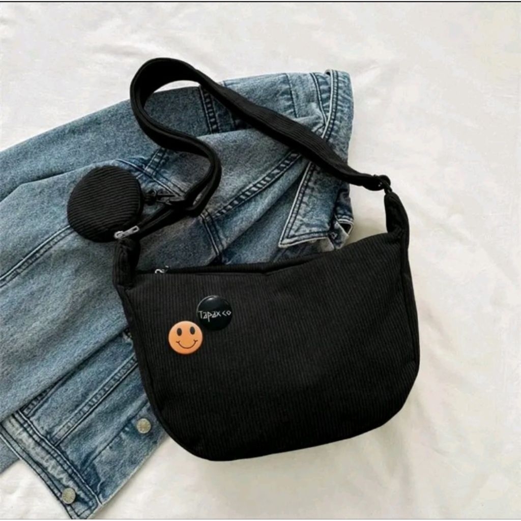 TAPAXCO Original - Tas Selempang Corduroy Slingbag Wanita Corduroy Hana Selempang wanita Free Pin Br