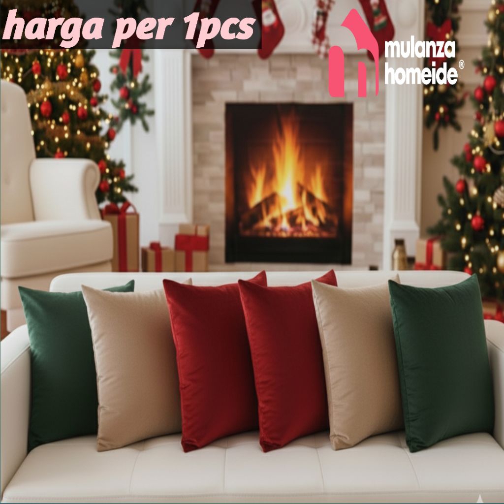 sarung bantal sofa Natal Suede mewah 40x40, 50x30