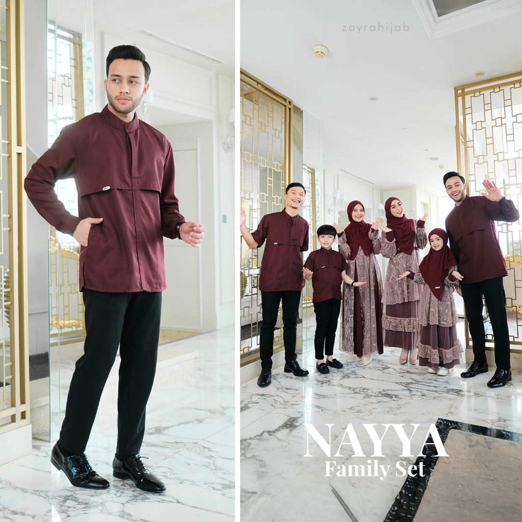 Zayra Hijab | Nayya Series - Koko Pria Lengan Panjang - Sarimbit Lebaran Premium Jumbo Terbaru 2025