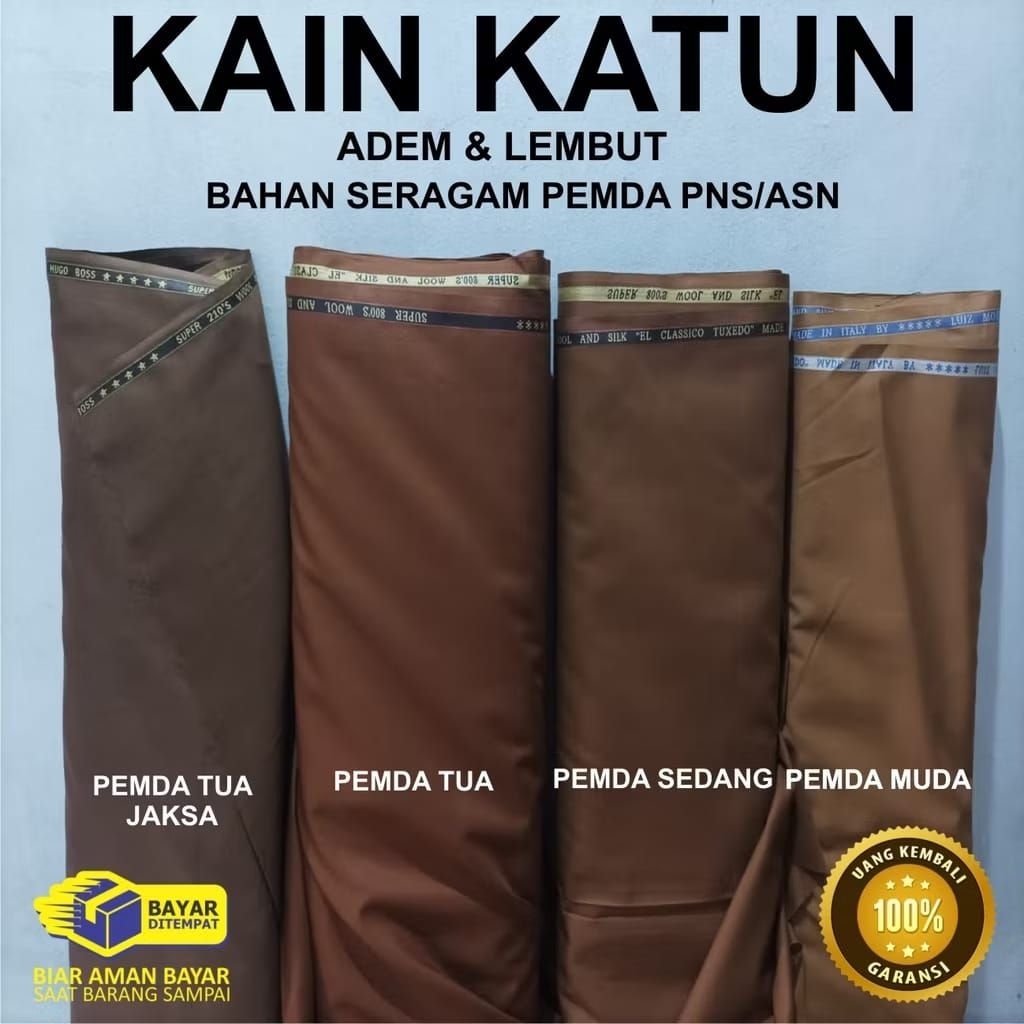 Kain Pemda Khaki Premium Semi Wool Bahan Seragam Pdh Pns Pemda Guru Wanita Pria Katun