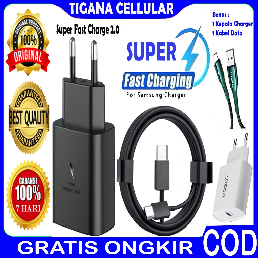 ORI  SAMSUNG - BERGARANSI 1 BULAN - Casan Charger  PD 45 Watt Super Fast Charging Type-C TO Type-C -