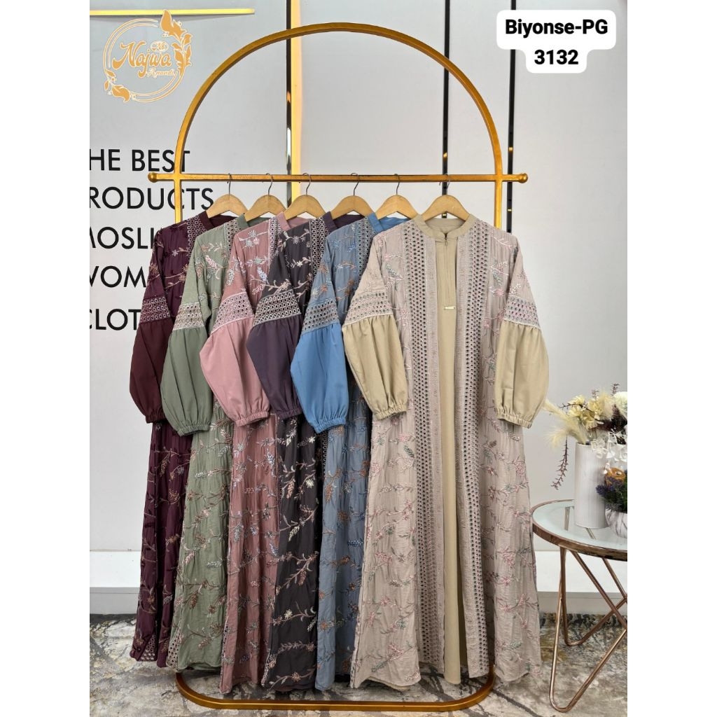 GAMIS BIYONSE BY NAJWA BAHAN CRESPO BORDIR MIX JASMINE