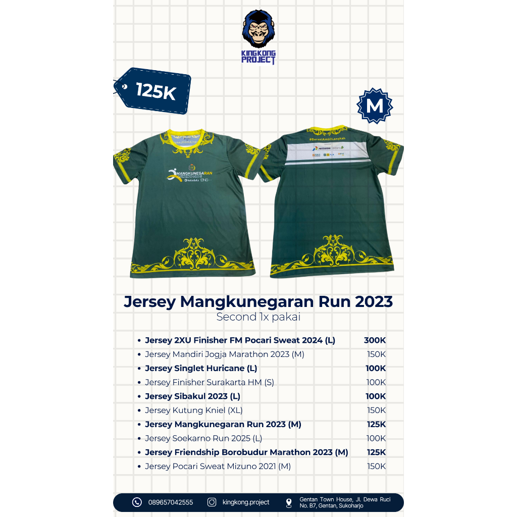 Jersey Race Event | Jersey Mangkunegaran Run | Borobudur Marathon | Pocari Sweat