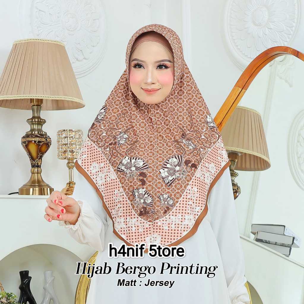 hijab bergo printing h4nif 5tore krudung motif sublim batik terbaru