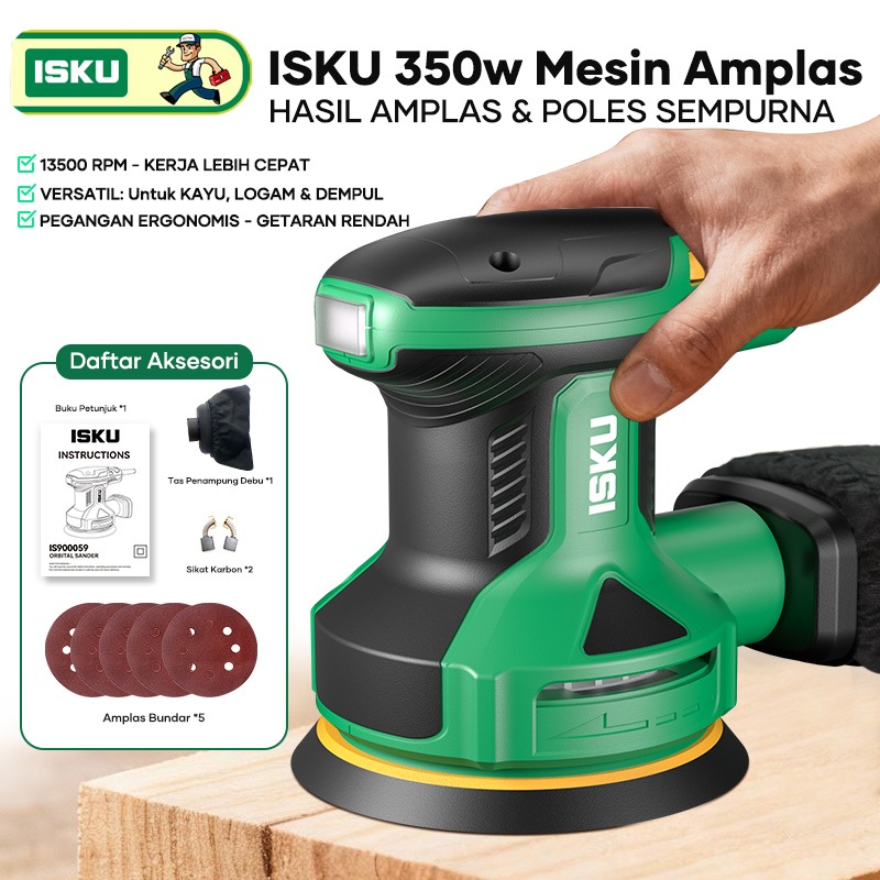 ISKU Mesin Amplas Tangan 320W Terlaris Mesin Penghalus Kayu Mesin Pengamplas Elektrik Serbaguna