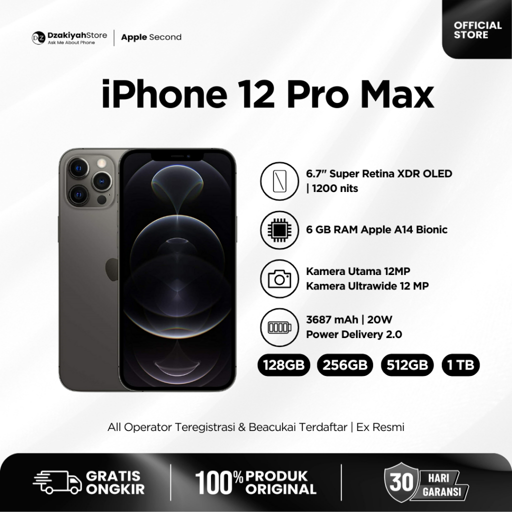 [Dzakiyah Store] iPhone 12 Pro Max Second Original All Operator