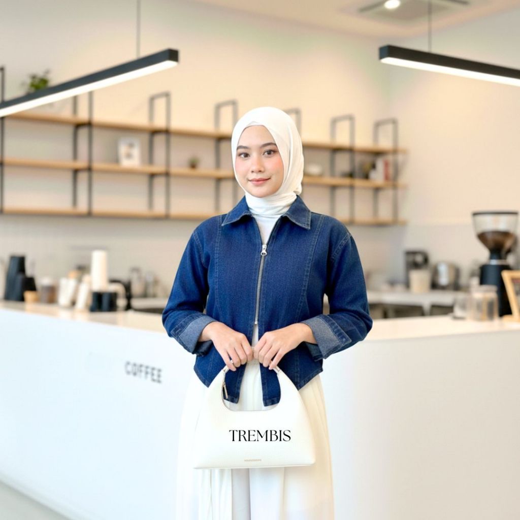 TREMBIS-Anindya Atasan Jaket Denim Wanita Outer Rompi Croptop