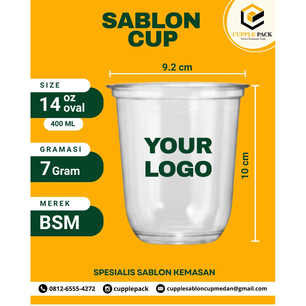 Sablon Cup 14 oz oval 7gr
