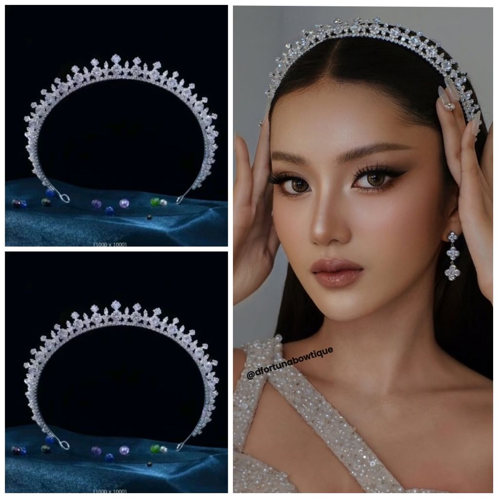 Mahkota Zircon Pengantin Chibi sampai telinga