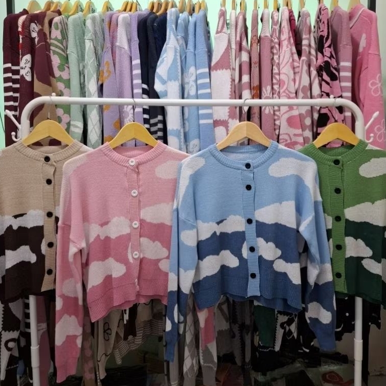 Cardigan Rajut Cewe Motif Awan Outer Korean Style