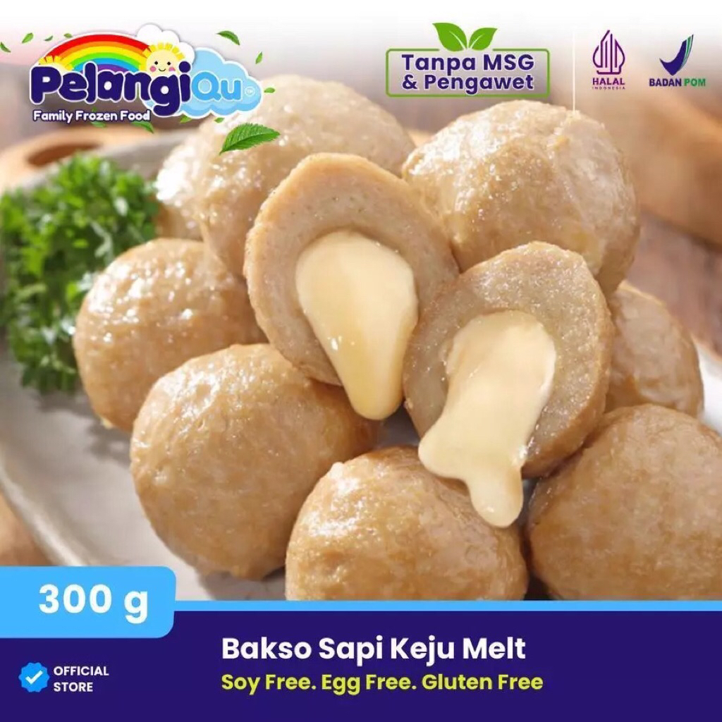 Pelangi Anak Frozen Homemade Bakso Premium Gluten Free Non MSG / Bakso Sapi Keju Melt