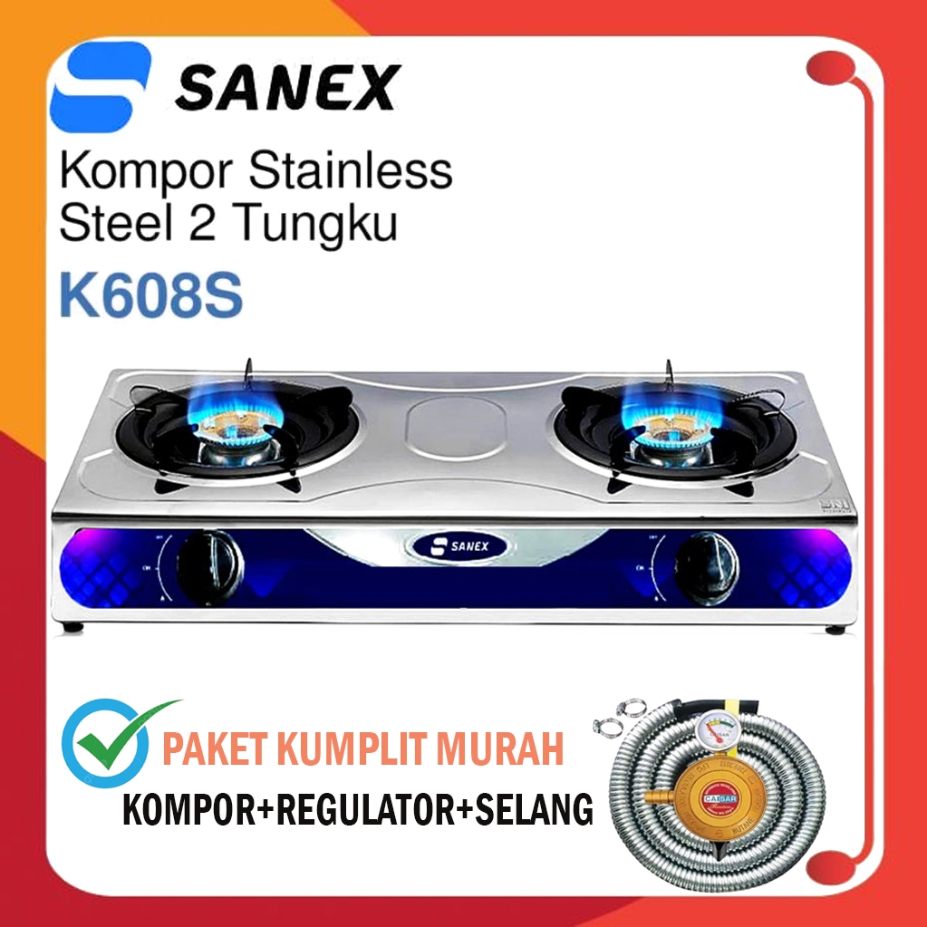 Sanex Kompor Gas 2 Tungku Stainless Murah