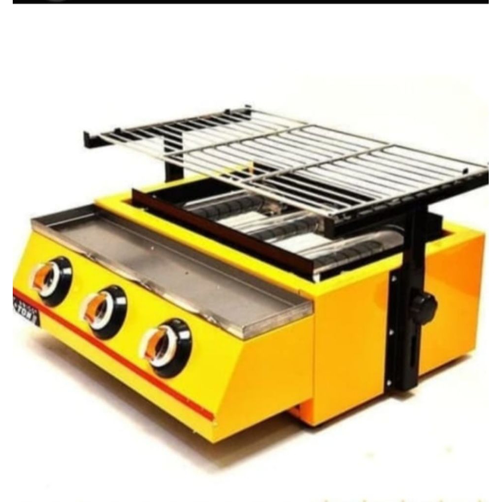 Victon ET - K122B Kompor Gas BBQ Grill 3 Tungku - Panggangan Sosis ,Daging , Ayam , Seafood Serbagun