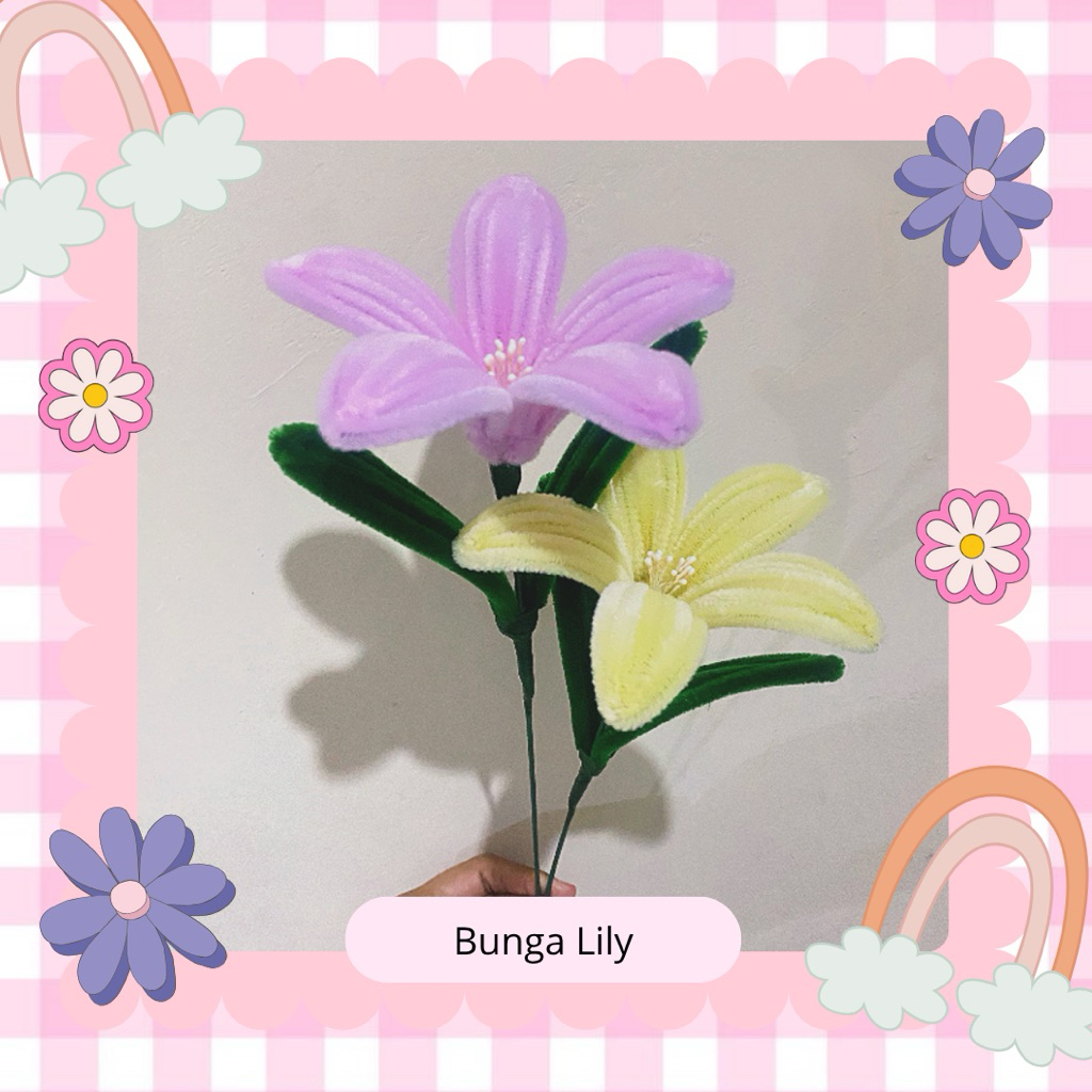 [[ BUNGA LILY ]] Bunga Kawat Bulu Satuan / Bunga Kawat Bulu 1 Tangkai / Bunga Kawat Bulu Pertangkai 