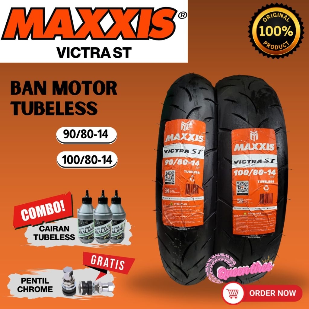 Maxxis Victra St Paket Sepasang Ban 90/80-14 & 100/80-14 Motor Vario 125 150 160 dll