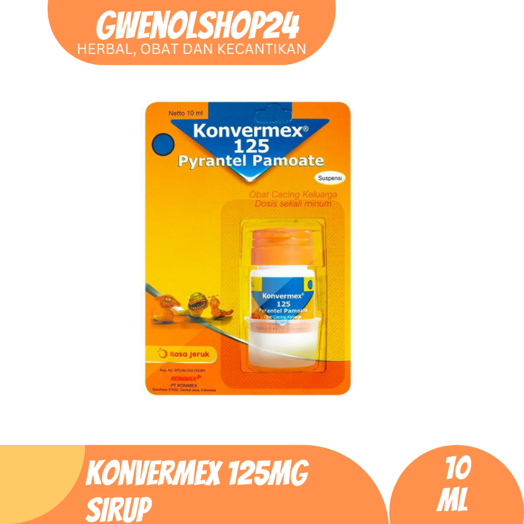 konvermex 125mg Sirup 10ml Konimex | Obat Cacing Suspensi | Pyrantel Pamoate