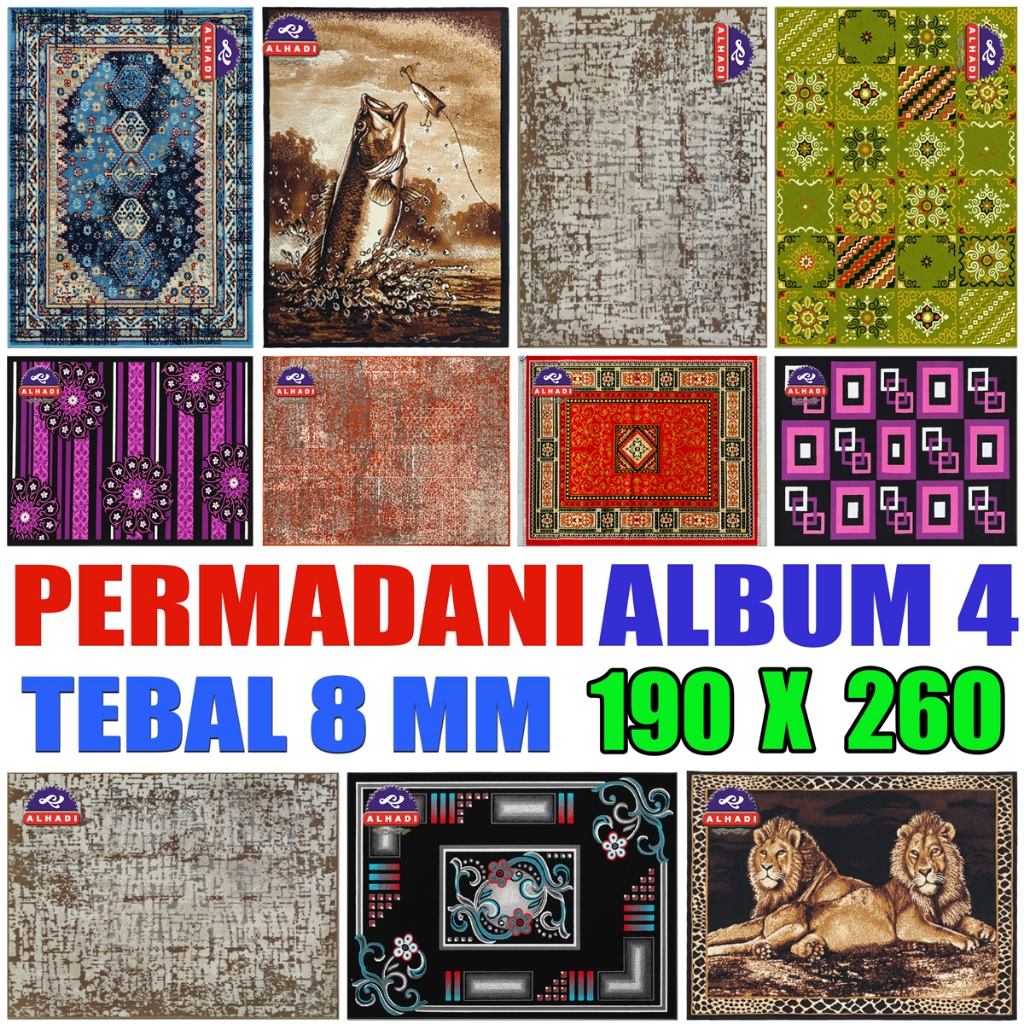 Alhadi Permadani 190 x 260 cm Tebal 8 mm Karpet Lantai Lembut Shabel Abstrak Exotic Modern Klasik 4