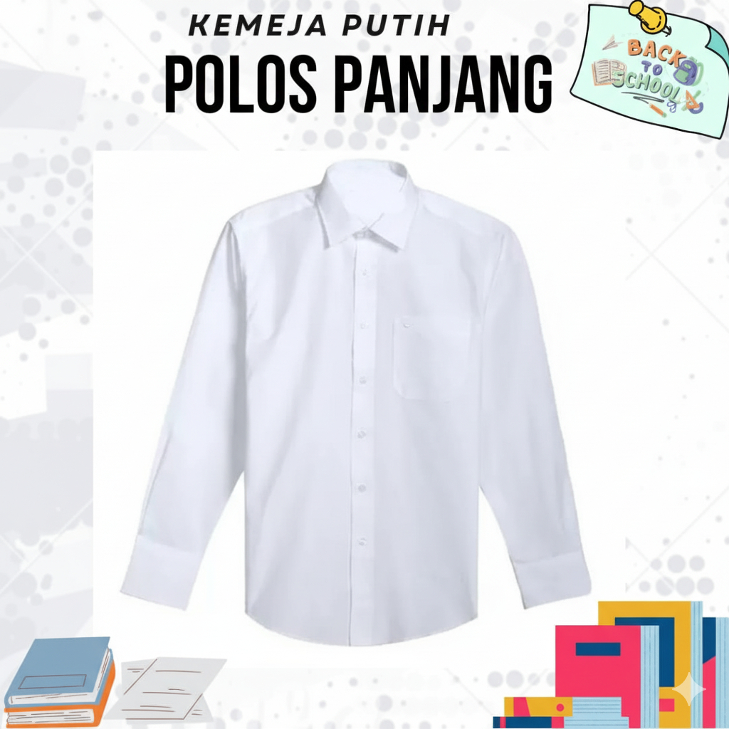Baju Seragam Putih Panjang Perintis – Bahan Adem, Warna Tidak Mudah Pudar