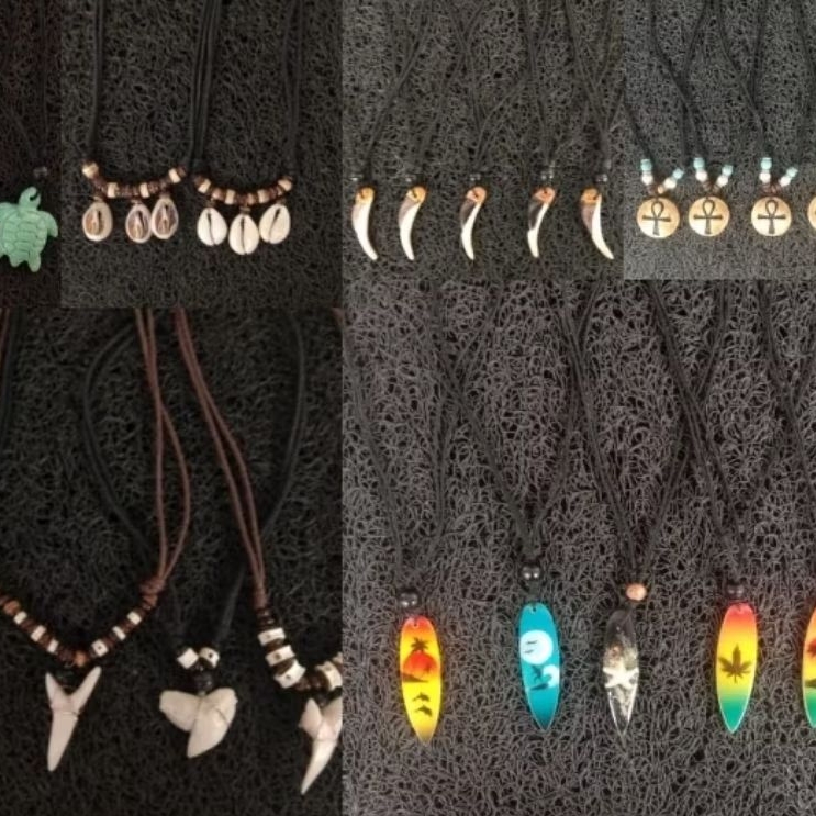 ( Harga Promo )Kalung mix bahan tulang, kerang dan resin