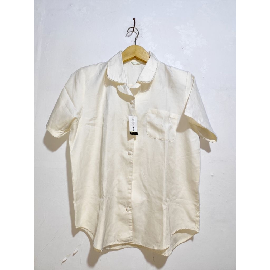 ricrament -  atasan blouse wanita lengan pendek putih