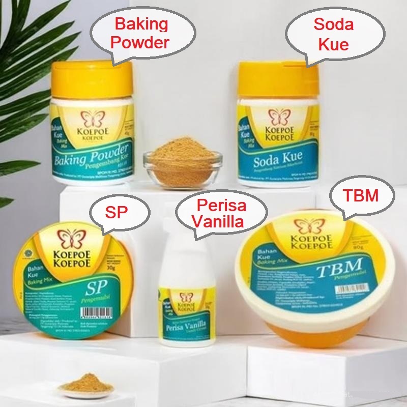 KOEPOE Koepoe TBM, BAKING Powder, SODA KUE, SP, VANILI VANILLA, Tartar kupu-kupu bahan kue