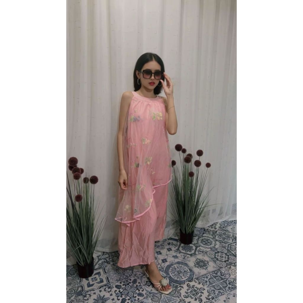 Elxie - 618 SL  /Dress pesta panjang / Long dress premium bkk / long dress maxi flower / gaun summer