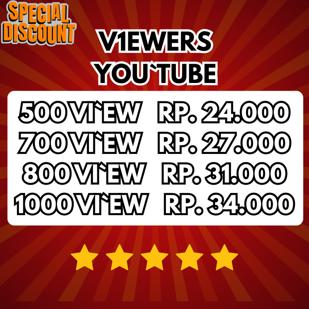 DISKON PENONTON VIEW VIDEO YOUTUBE SHORT VIEWER YT VIDEO YTB YOTUBE BERGARANSI MURAH NON DROP PERMAN