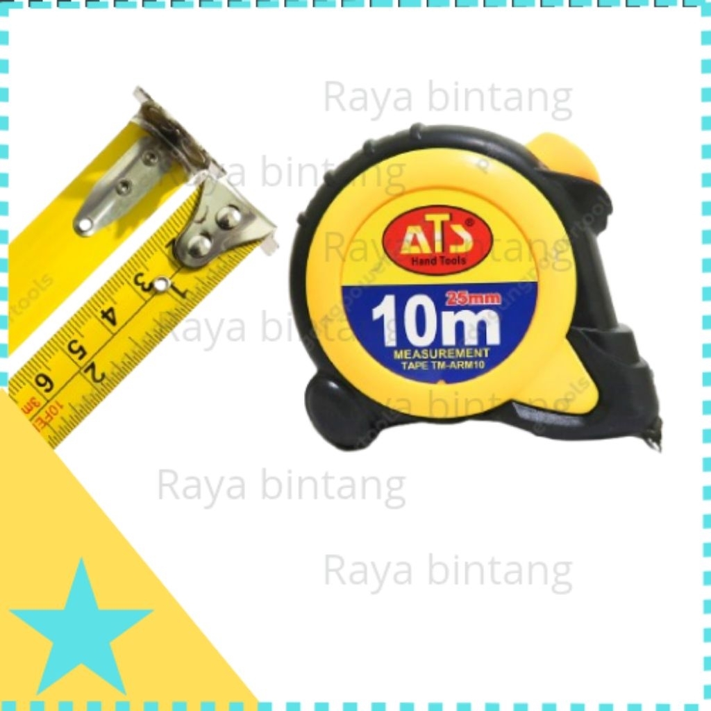 Meteran Roll Body Karet 10 meter ATS autostop autolock selflock Meteran Tukang Bangunan